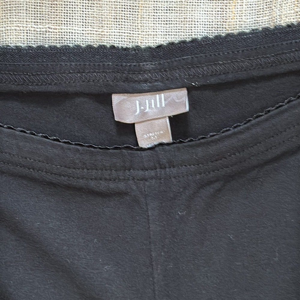 J. Jill Stretch Straight Leg Pull On Pants, Black size Medium in EUC Lace Waist - Picture 3 of 11